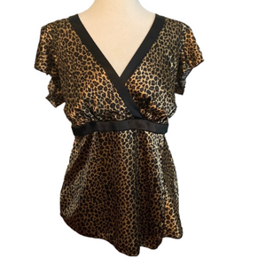 Torrid Animal Print Cap Sleeve Top Size 1 Gold Brown Black